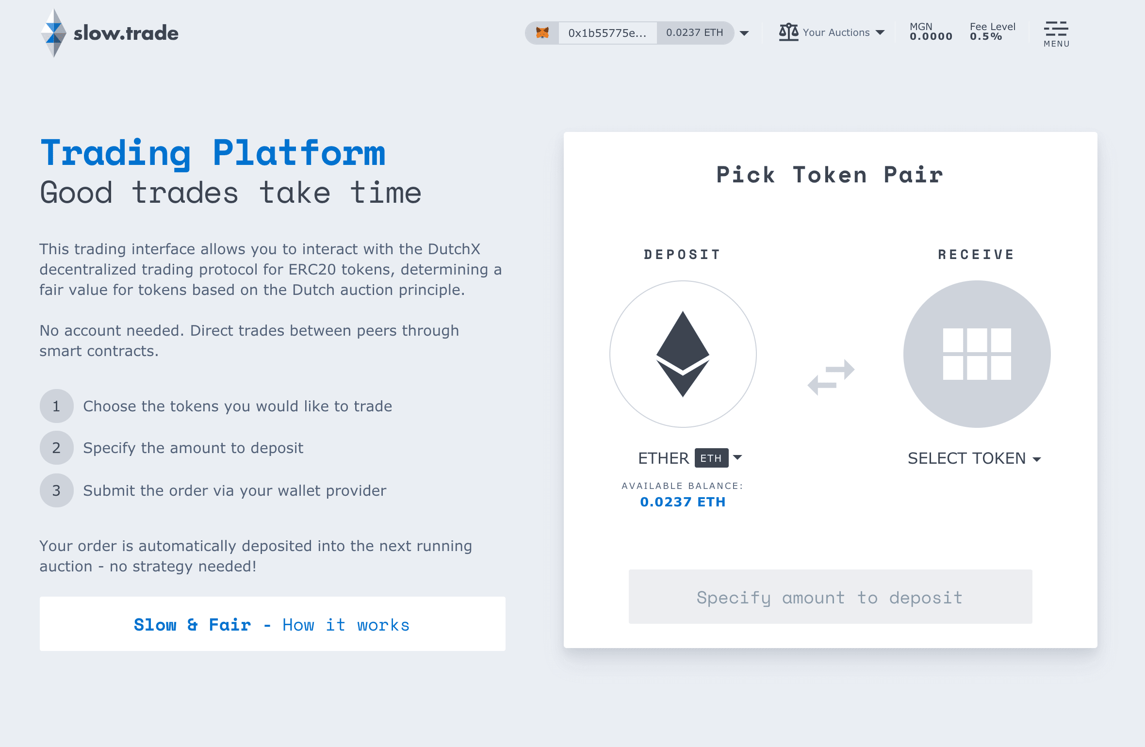 slow.trade - site view 2